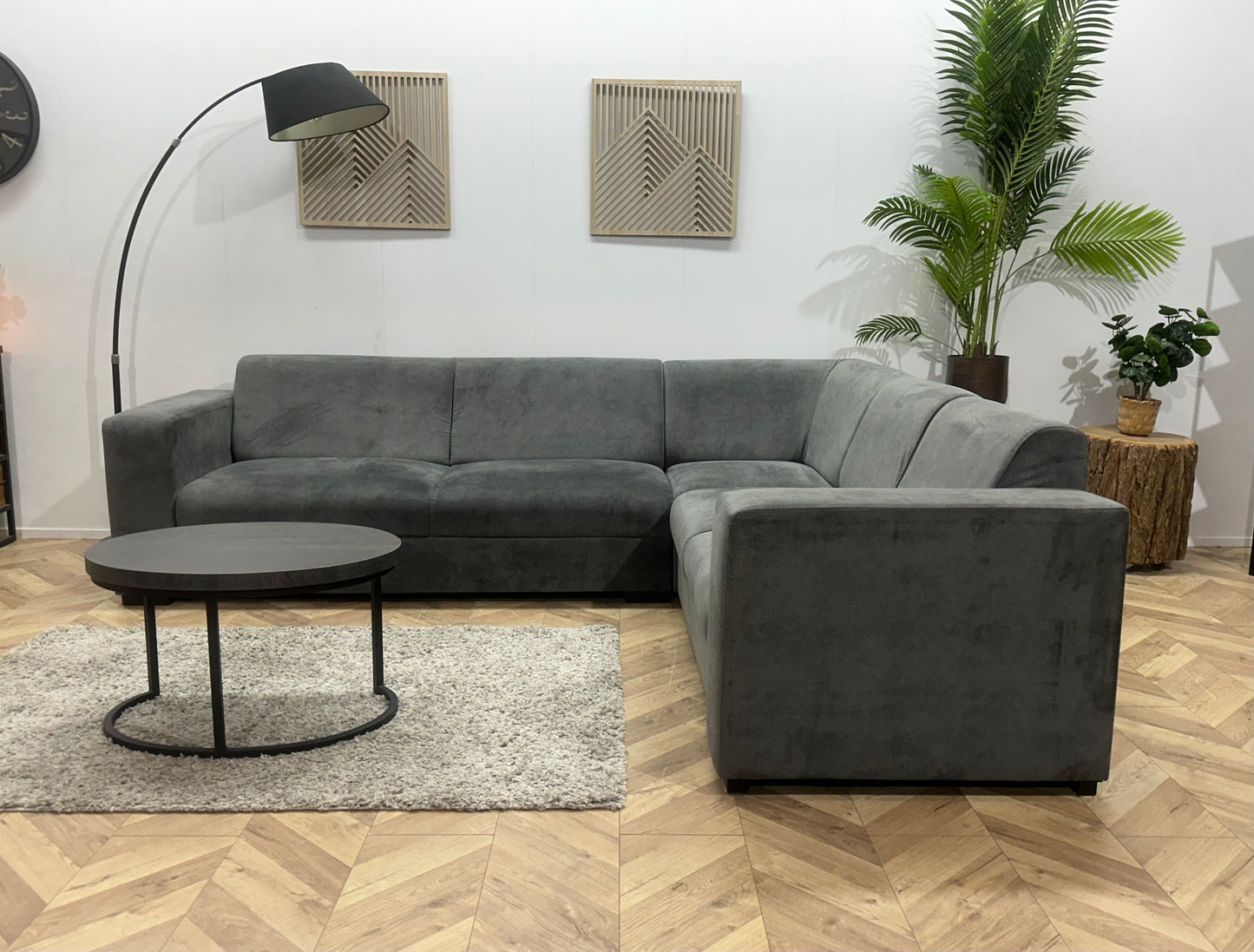 !Showroommodel! Antraciet Velvet Hoekbank