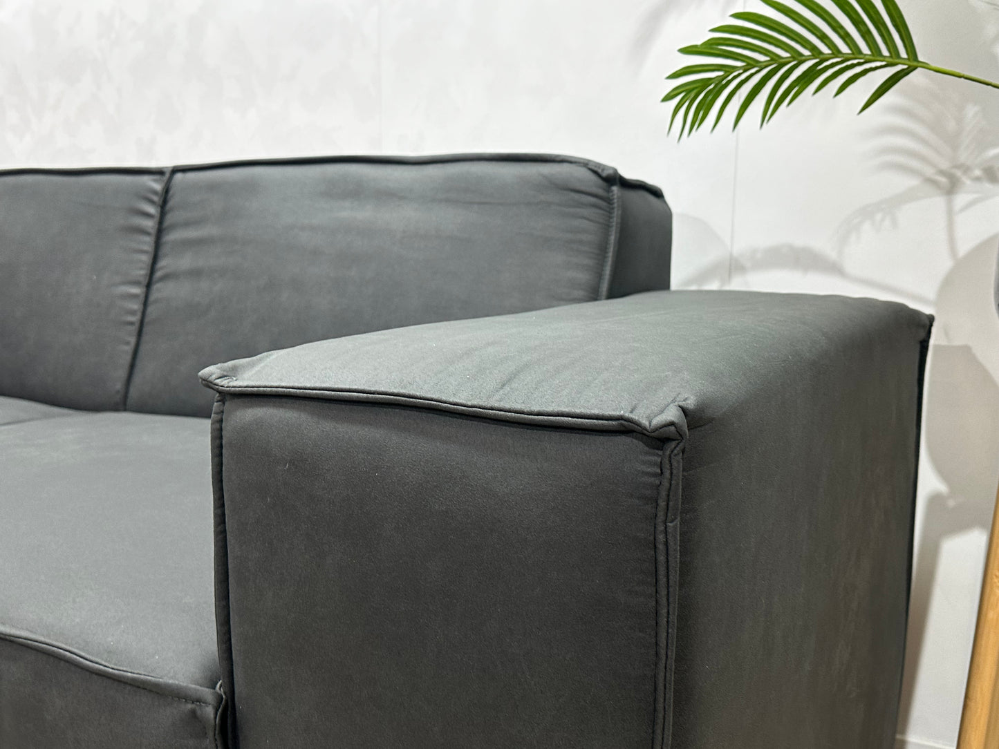 !Showroommodel! Antraciet Leather Look Hoekbank