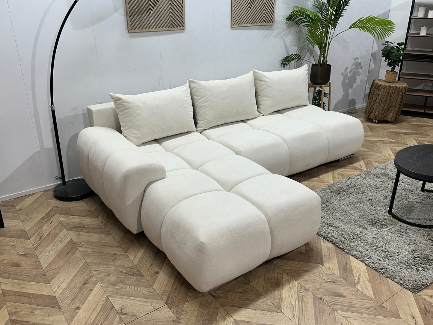 !Showroommodel! Witte Velvet Hoekbank