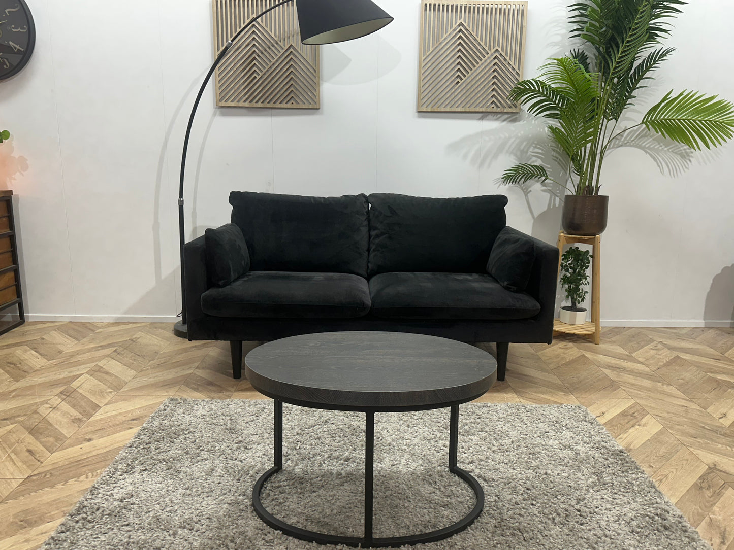 Zwarte Velvet 2-Zits Bank ~ Losse Kussens Met Afneembare Hoezen