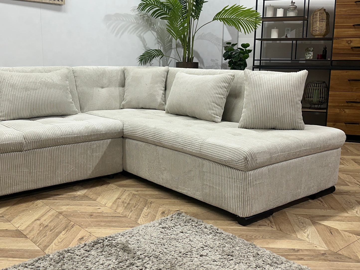 !Showroommodel! Witte Ribstof U Bank