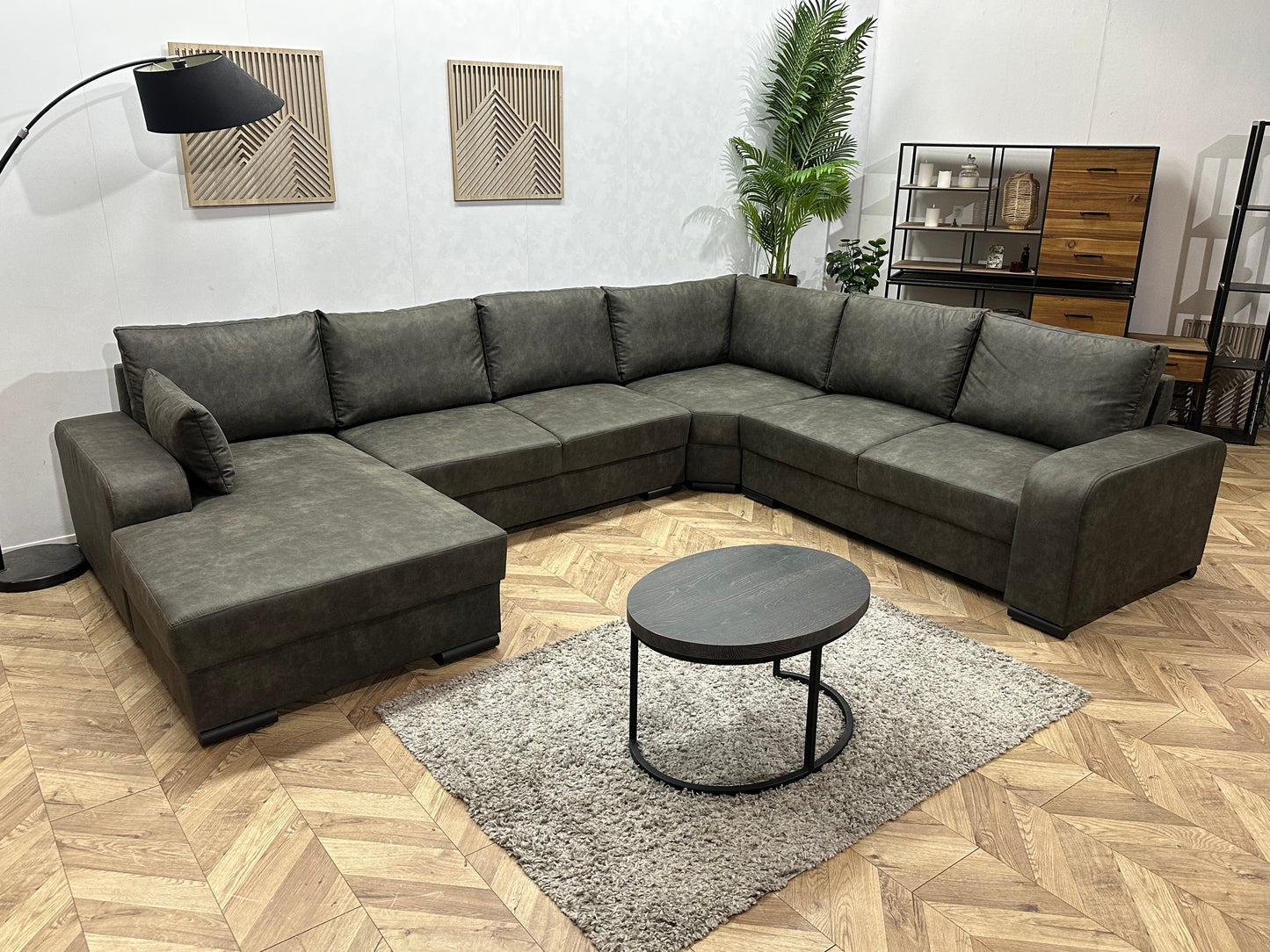 !Showroommodel! Antraciet Suède Stoffen U Bank