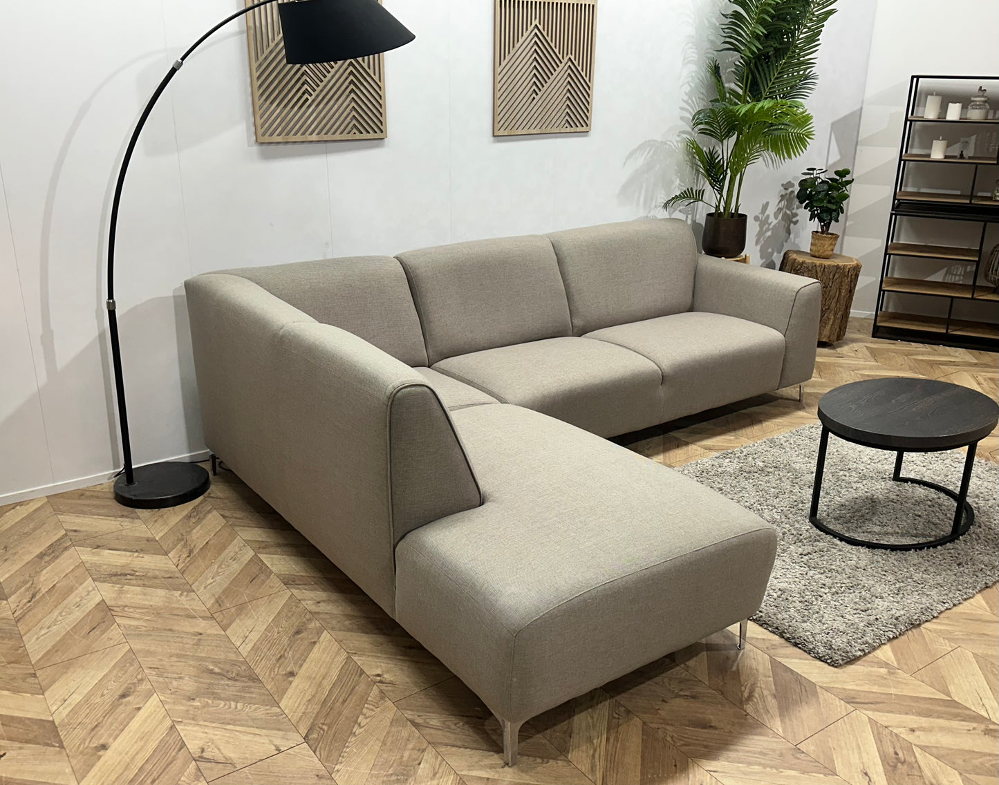 Beige Hoekbank ~ Vaste Kussens