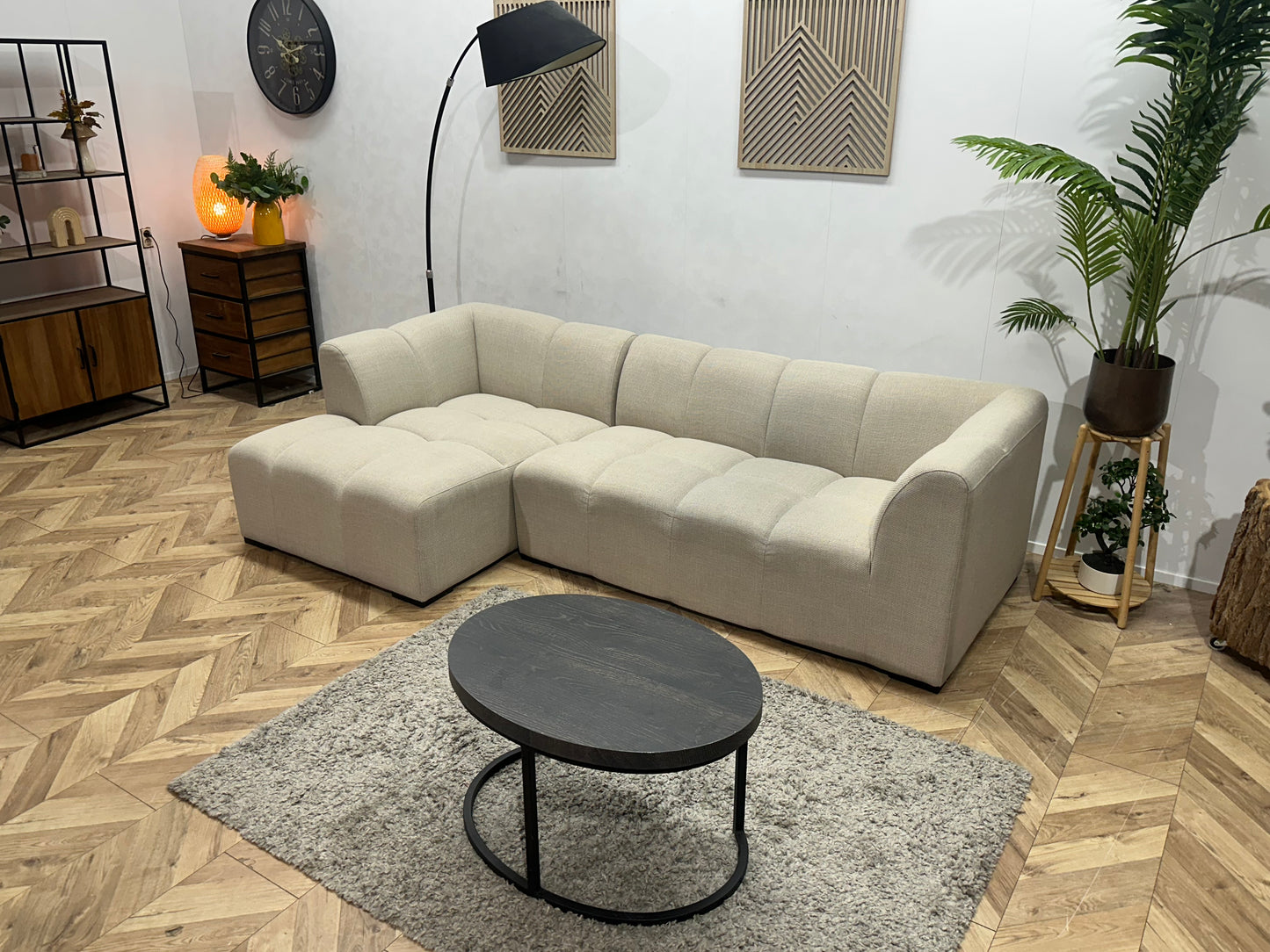 Crème Hoekbank ~ Vaste Kussens