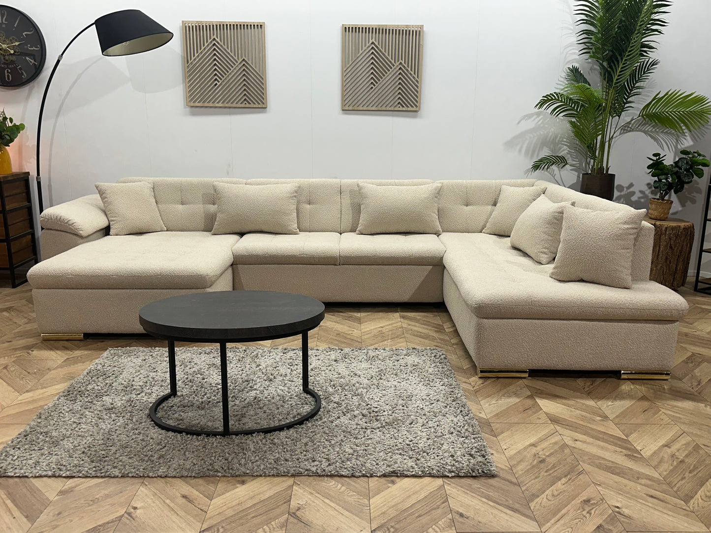 !Showroommodel! Witte/Crème Bouclé Stoffen Hoekbank