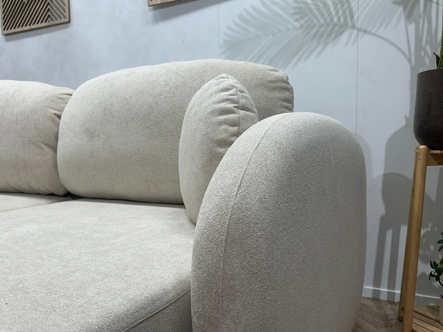 !Showroommodel! Witte/Crème Suède Stoffen Hoekbank