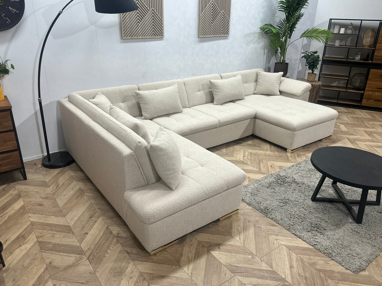 !Showroommodel! Witte/Crème Bouclé Stoffen U Bank