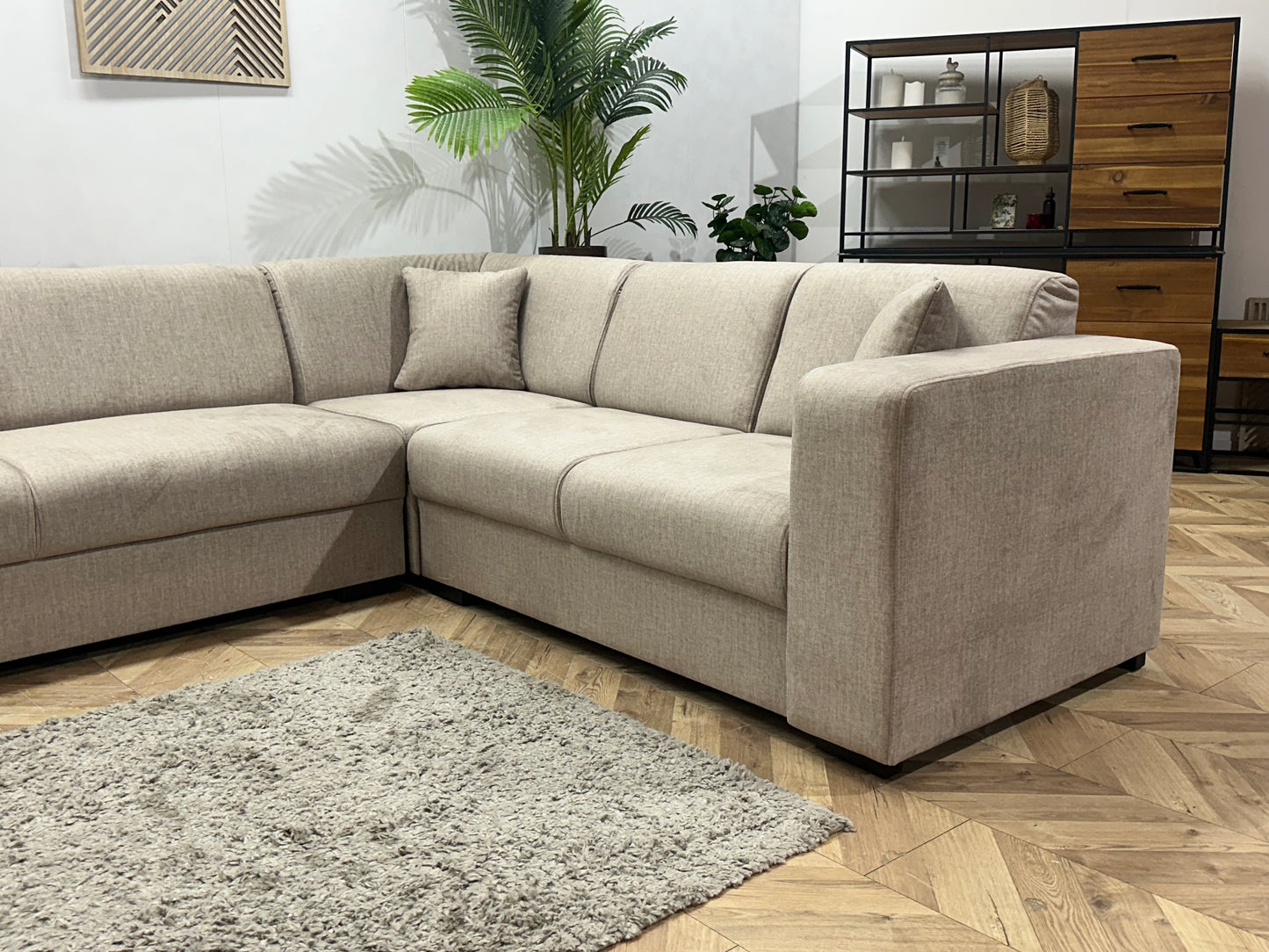 !Showroommodel! Beige Velvet Hoekbank