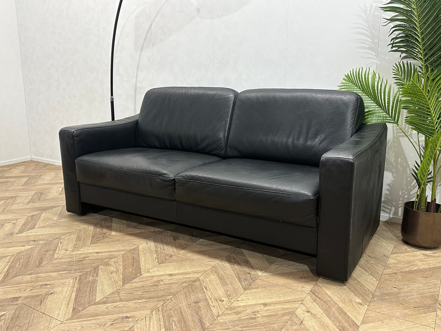 Zwart Echt Lederen 2.5-Zits Bank ~ Vaste Kussens