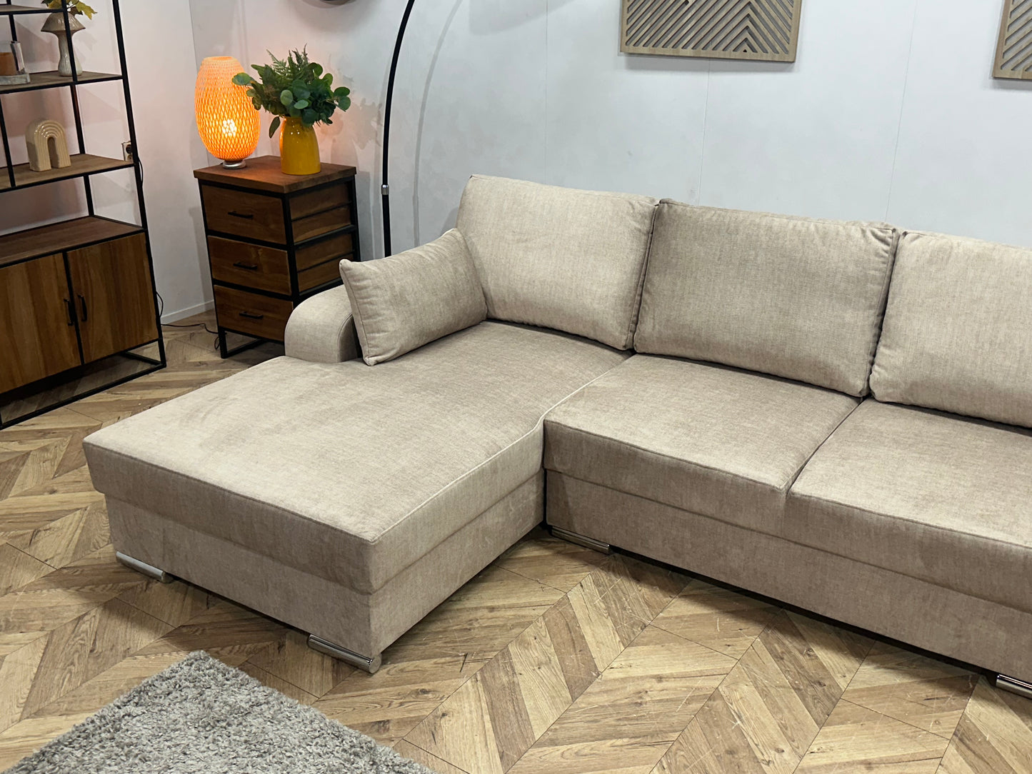 !Showroommodel! Beige Velvet U Bank