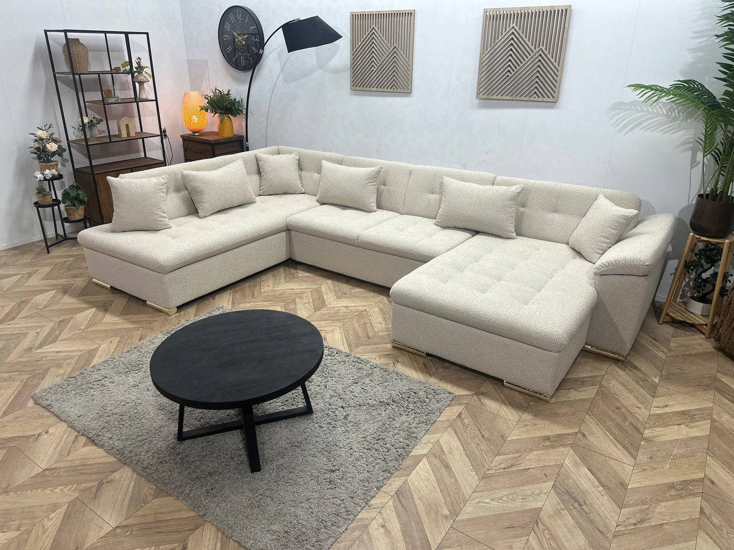!Showroommodel! Witte/Crème Bouclé Stoffen U Bank