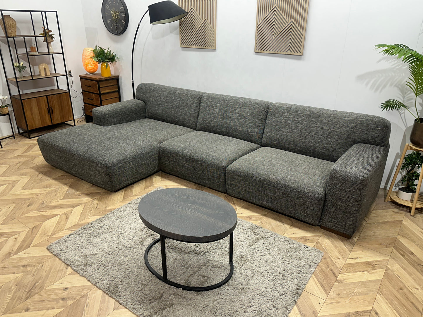 Antraciet Hoekbank ~ Vaste Kussens