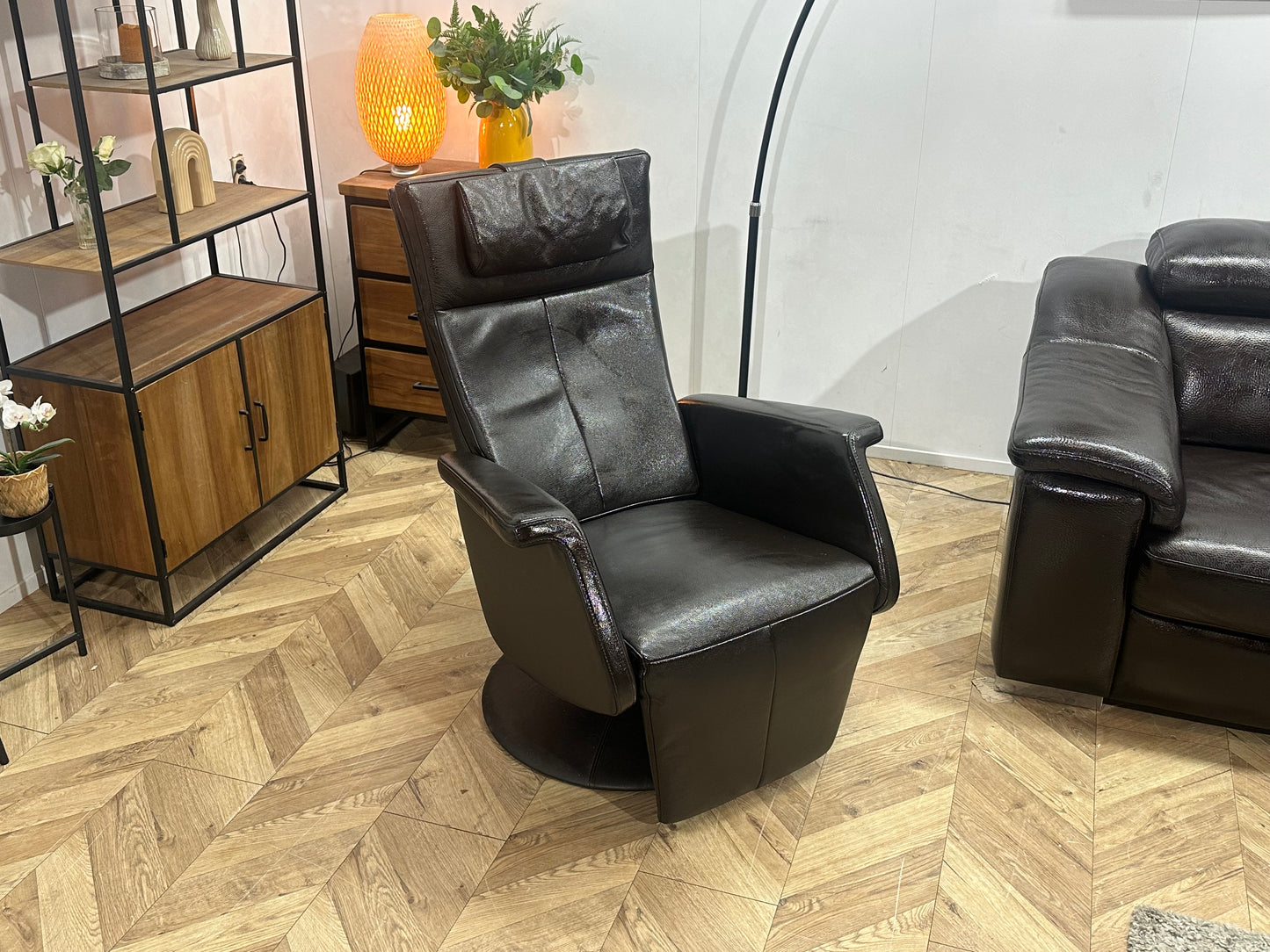 Bruine Echt Lederen 3-Zits Bank Inc Fauteuil ~ Geïmpregneerd