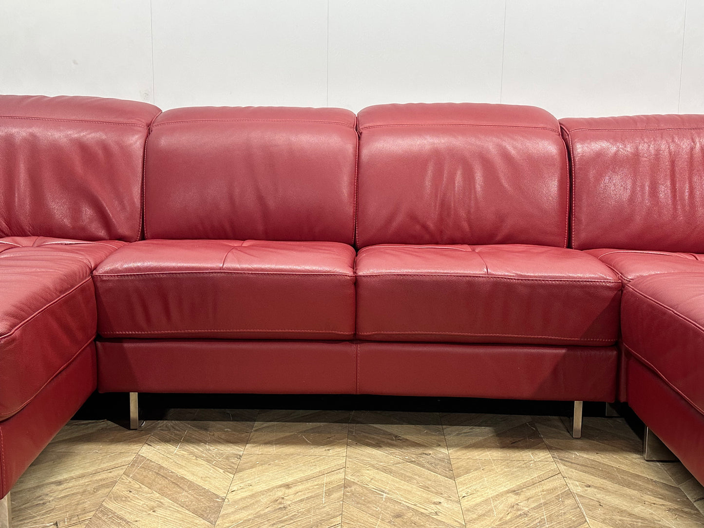 Rode Echt Lederen U Bank ~ Verstelbare Hoofdsteunen