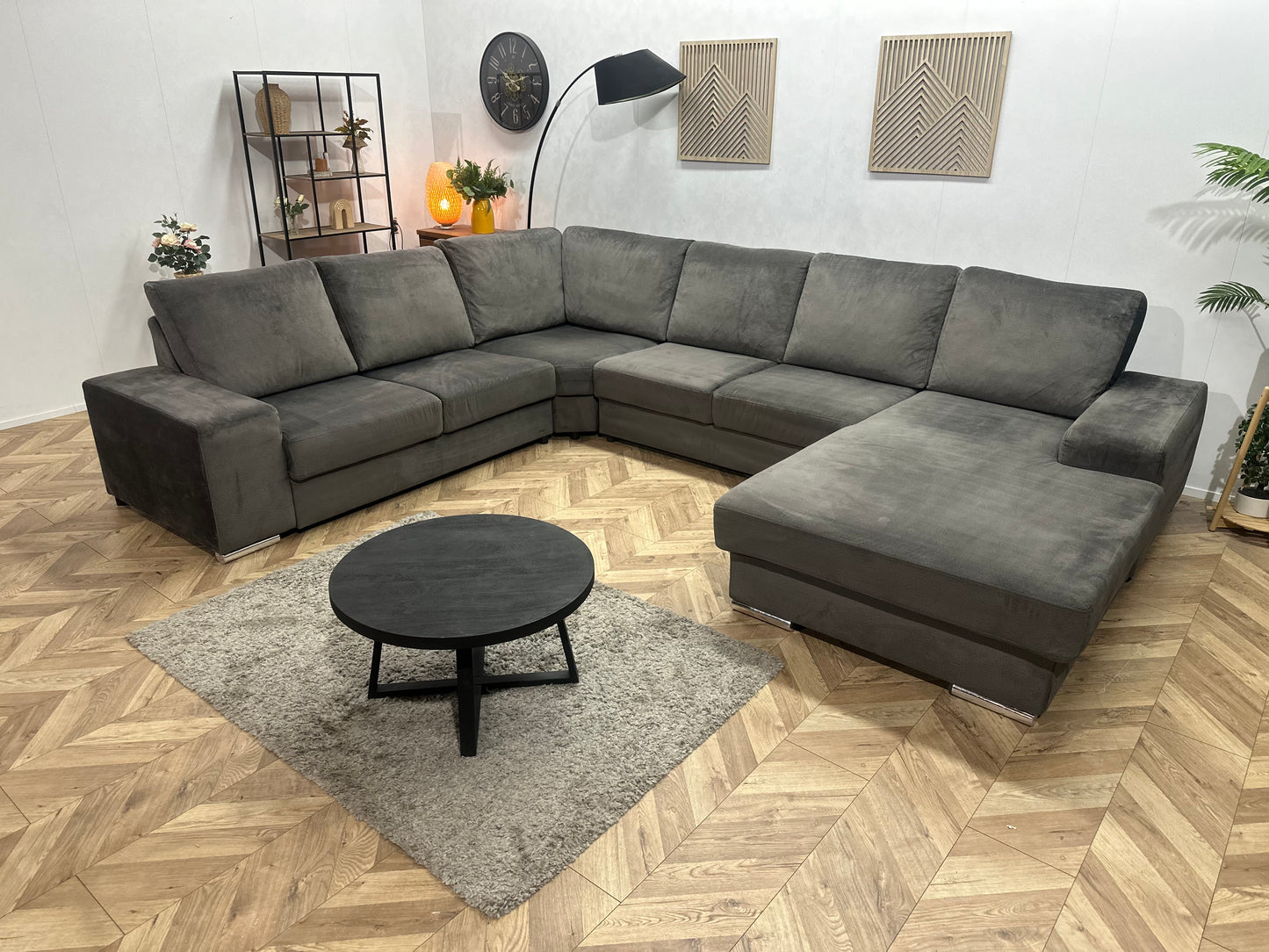 Antraciet Velvet U Bank ~ Losse Rugkussens Met Afneembare Hoezen