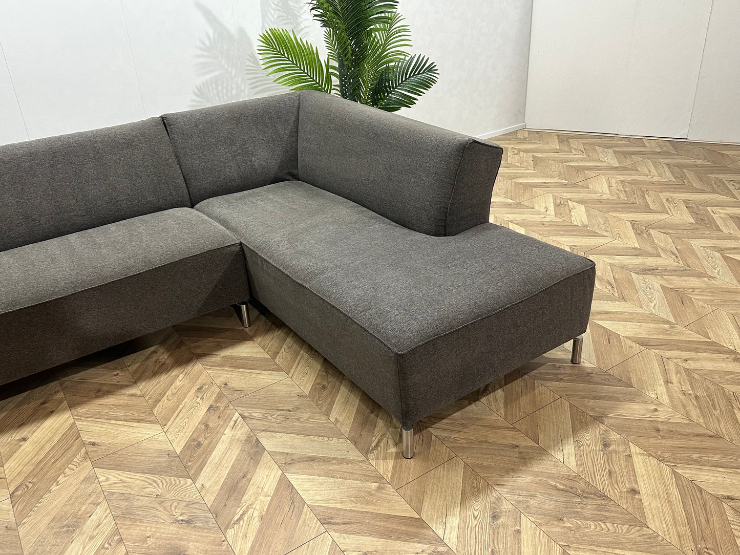 Grijze Design Hoekbank ~ Vaste Kussens