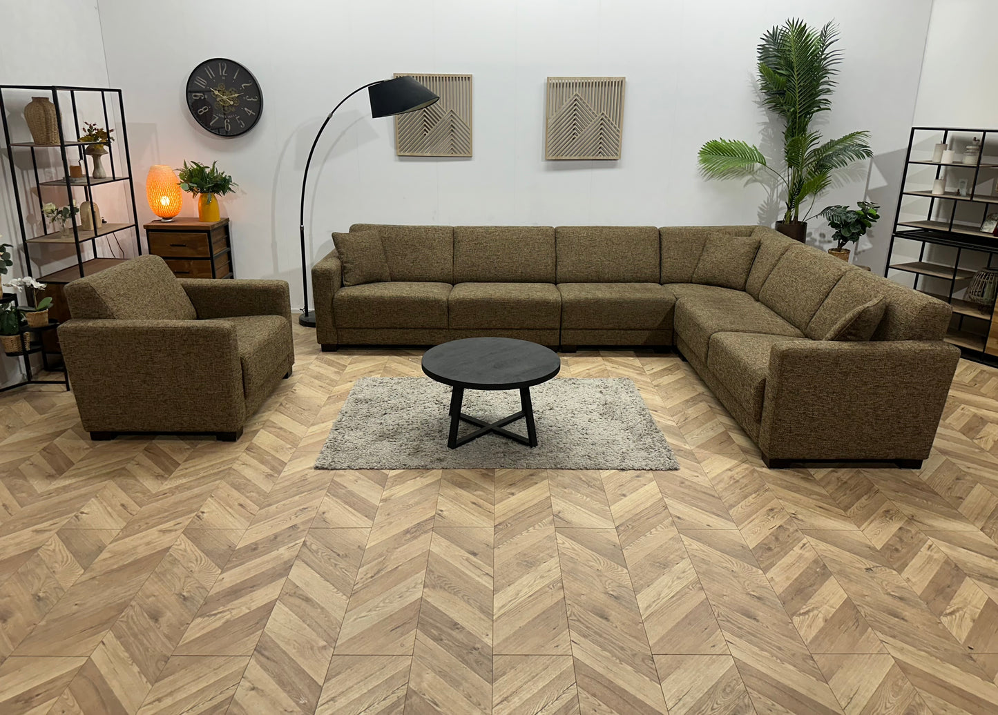 Bruine Ruime Hoekbank Inc Fauteuil ~ Meerdere Opstellingen