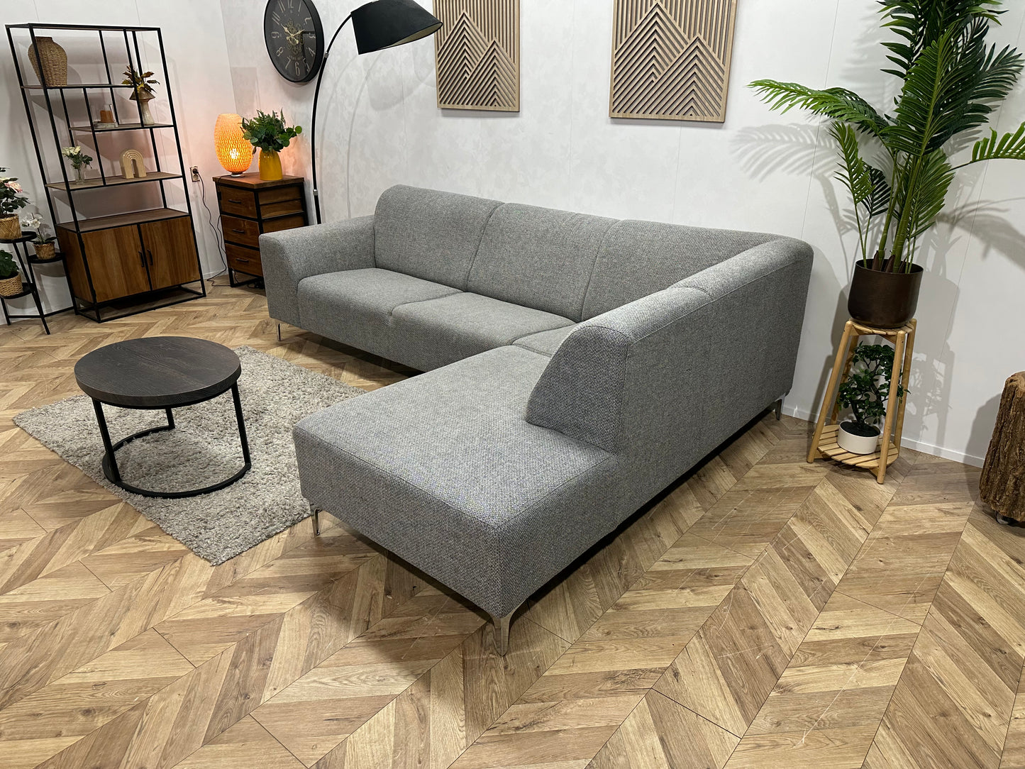 Grijze Hoekbank ~ Vaste Kussens