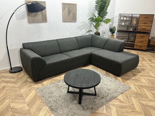 Antraciet Hoekbank ~ Vaste Kussens