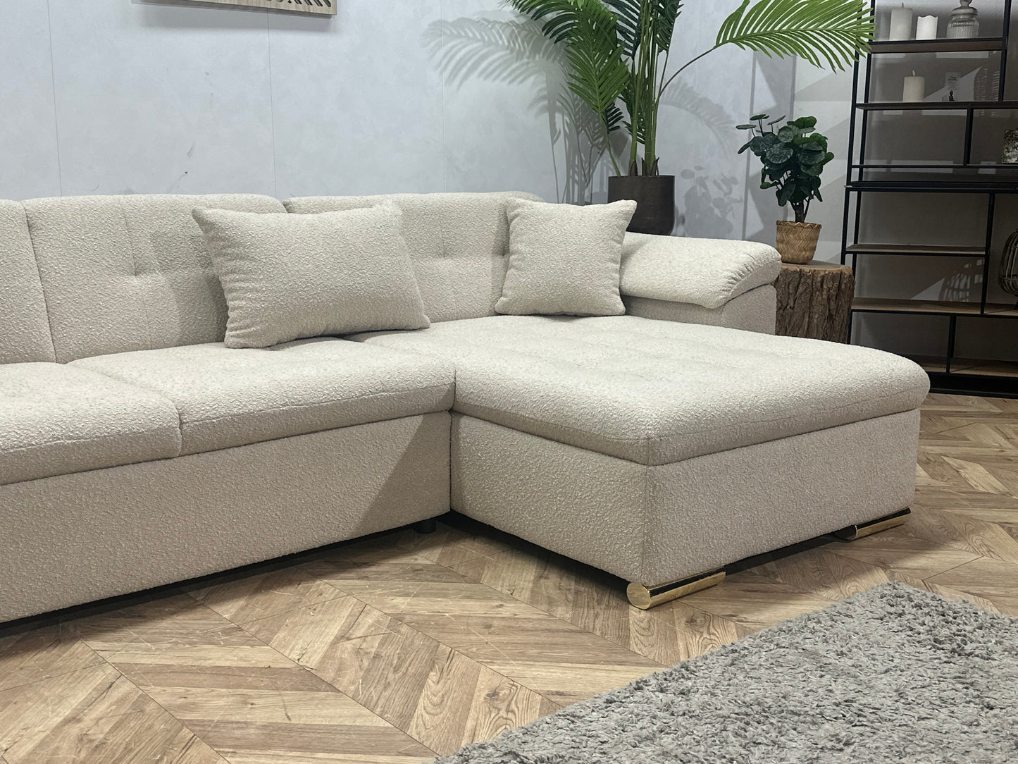 !Showroommodel! Witte/Crème Bouclé Stoffen U Bank