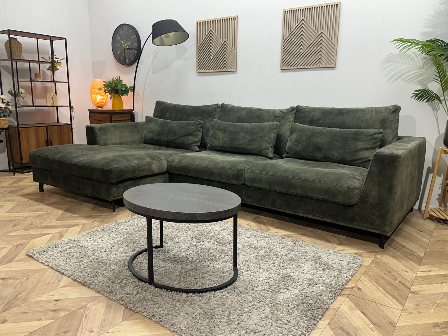 Room108 Donker Groene Velvet Hoekbank ~ Nieuwstaat