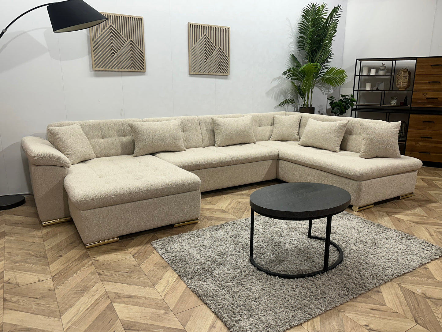 !Showroommodel! Witte/Crème Bouclé Stoffen Hoekbank