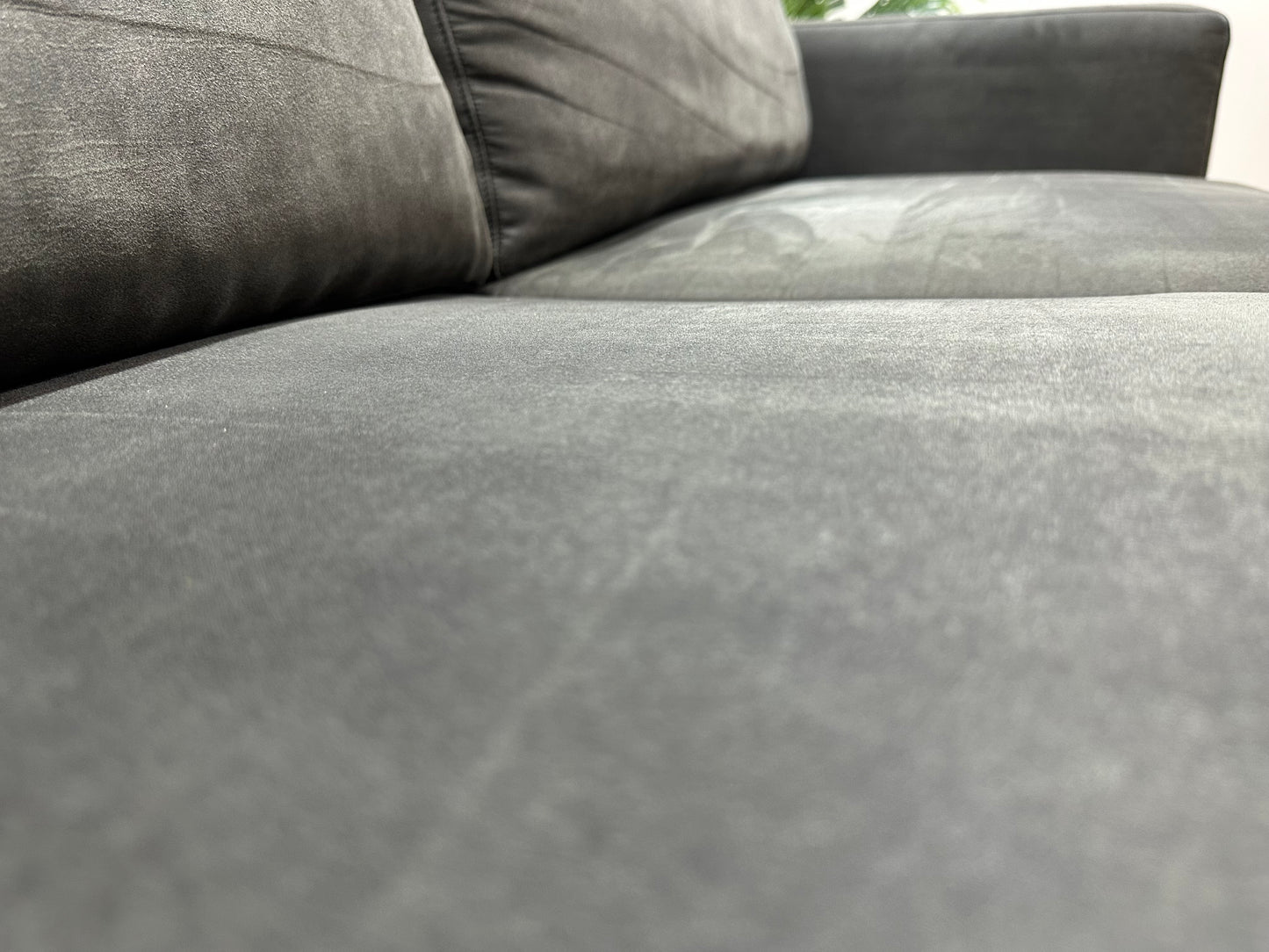Antraciet Suède Lederen 3-Zits Bank ~ Losse Kussens Met Afneembare Hoezen