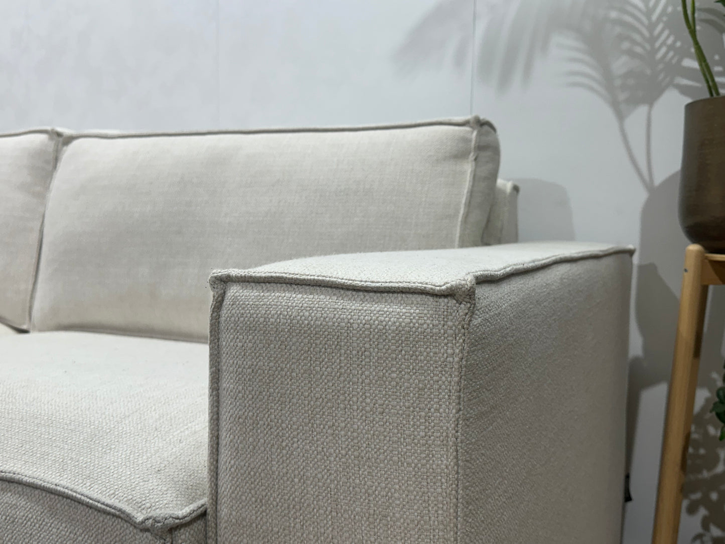 Witte Chenille Stoffen Hoekbank ~ Losse Kussens Met Afneembare Hoezen