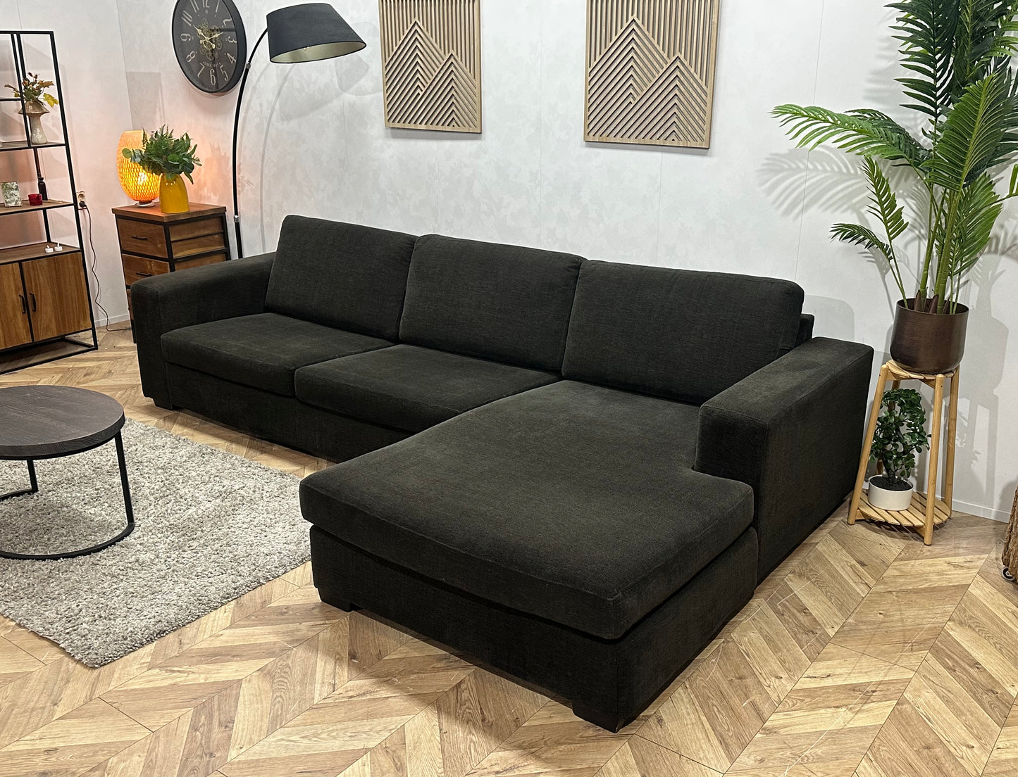 Antraciet Suède Stoffen Hoekbank ~ Losse Kussens Met Afneembare Hoezen