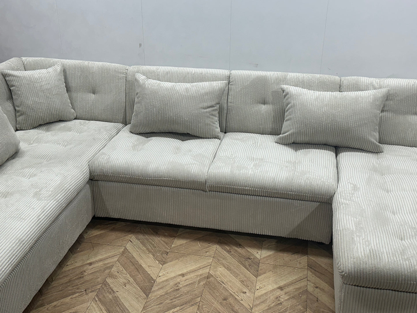 !Showroommodel! Witte Ribstof U Bank