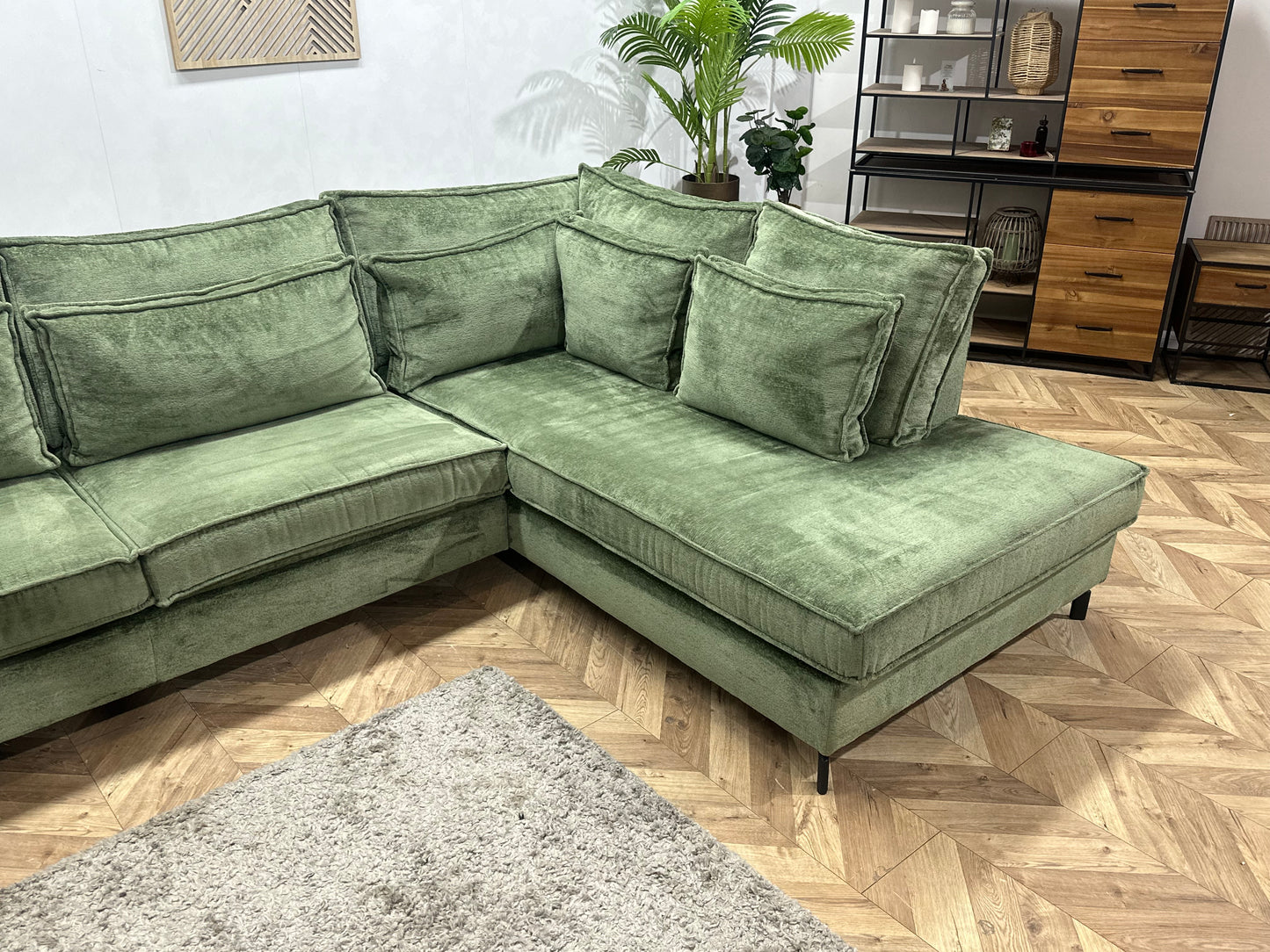 Groene Cremona Stoffen Hoekbank ~ Nieuwstaat