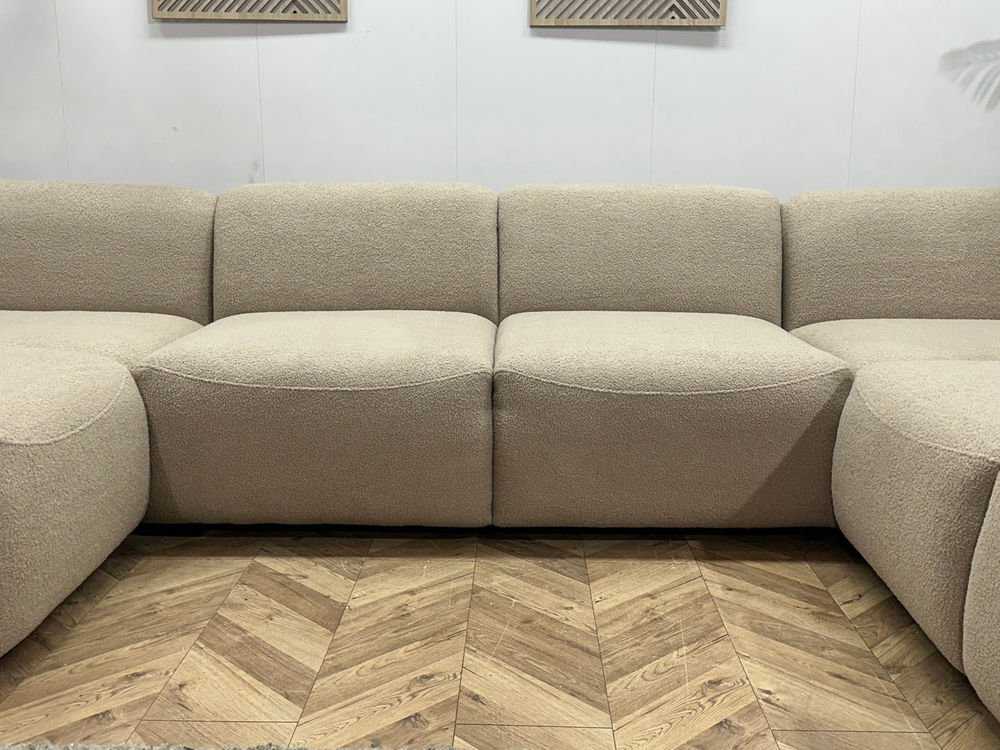 !Showroommodel! Beige Bouclé Stoffen U Bank