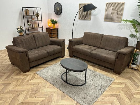 Bruine Suède Stoffen Banken Set ~ Vaste Kussens