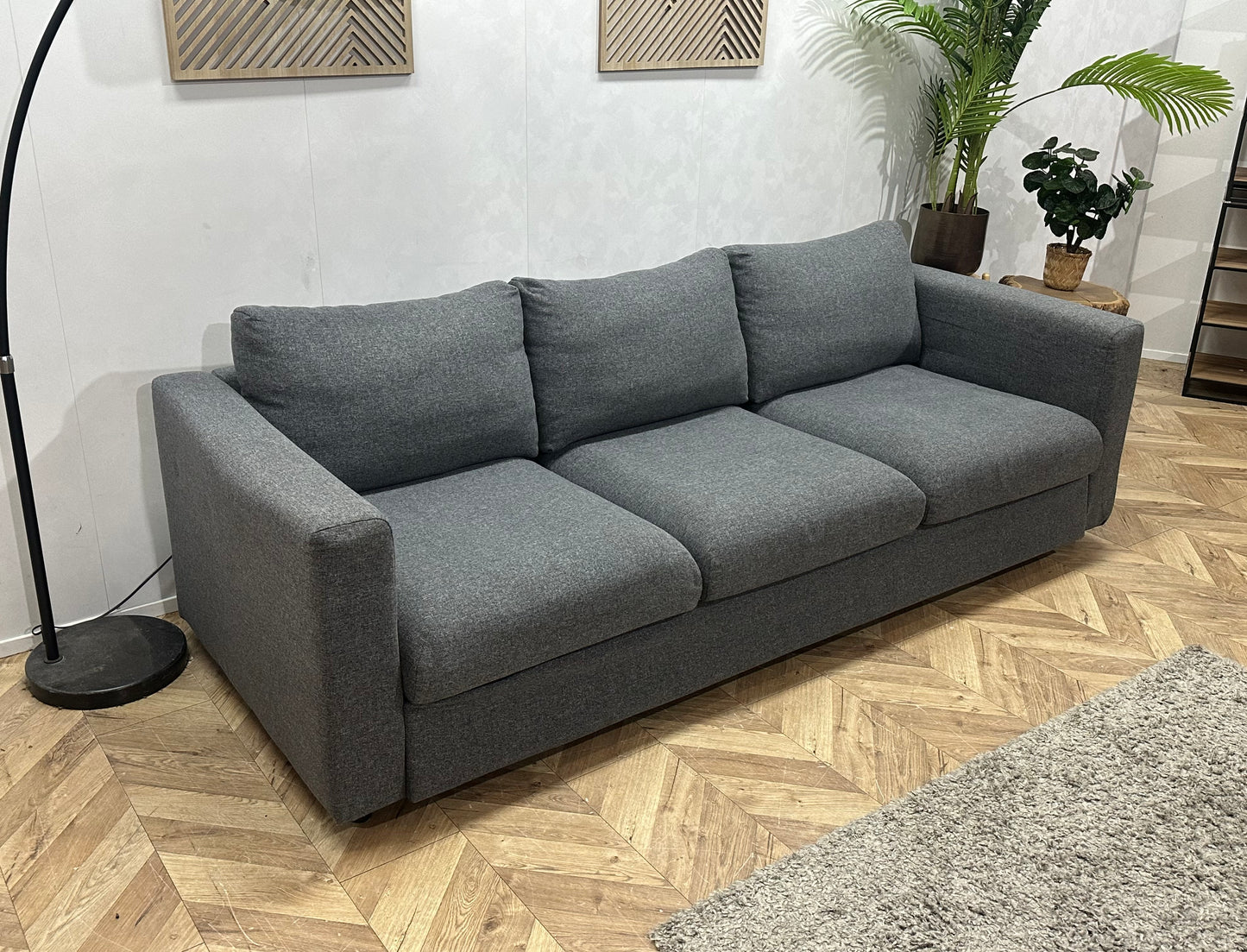 Antraciet 3-Zits Bank Inc Hocker ~ Losse Kussens Met Afneembare Hoezen