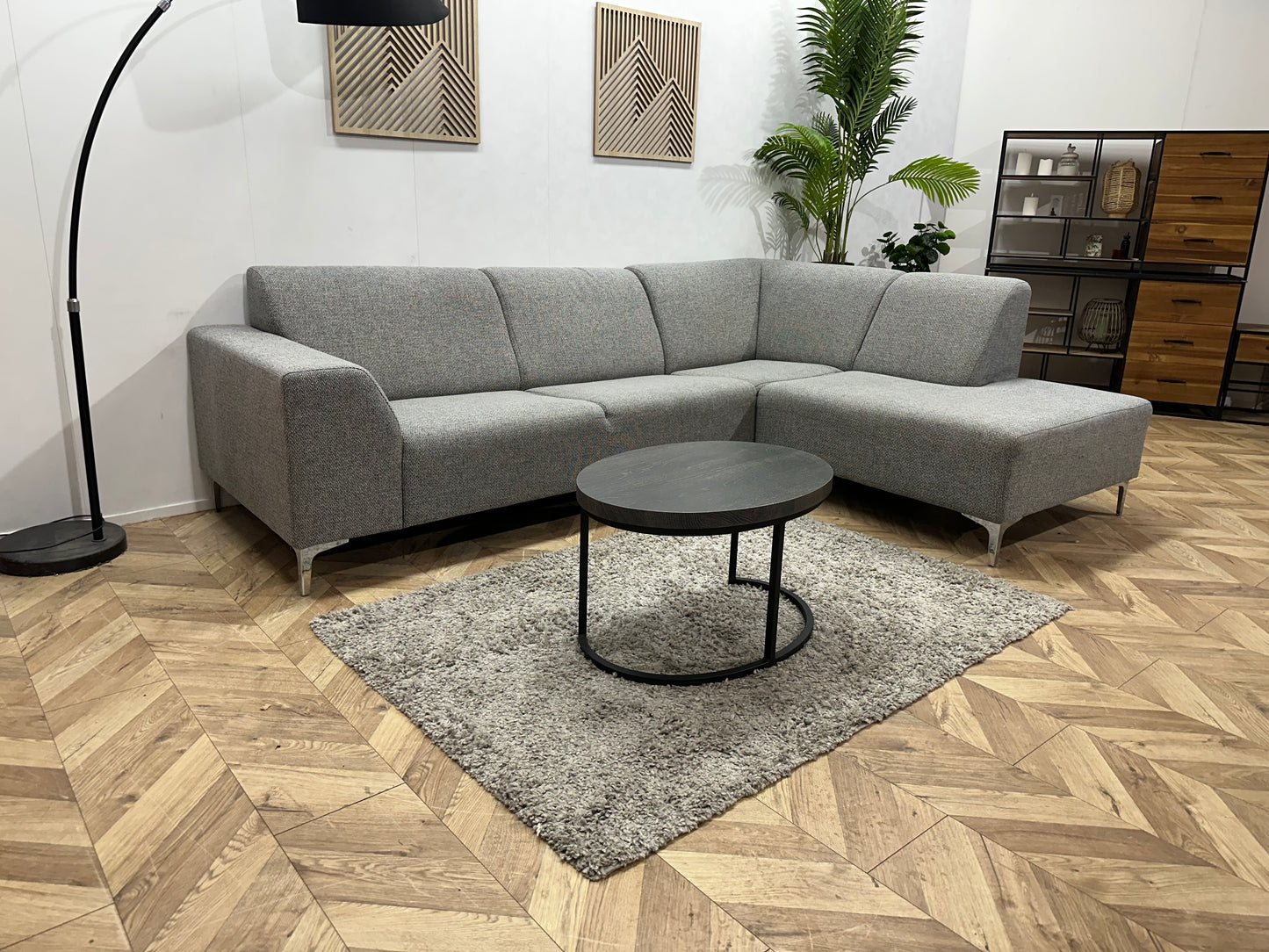 Grijze Hoekbank ~ Vaste Kussens