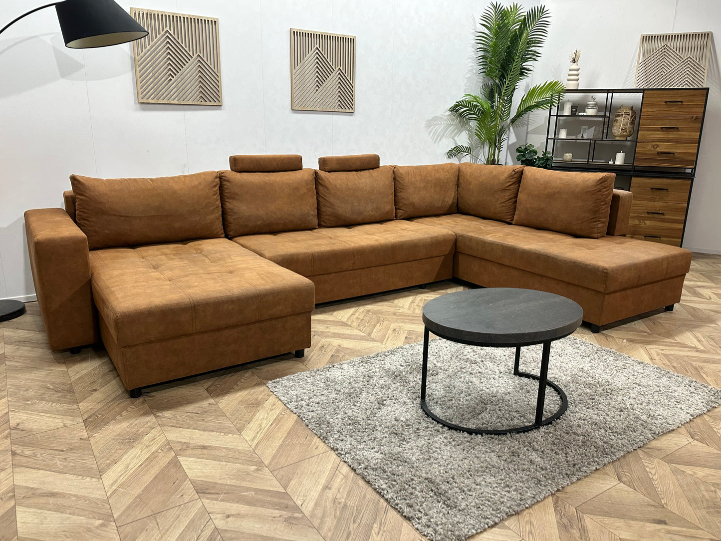 Cognac Bruine Suède Stoffen U Bank ~ Slaapfunctie