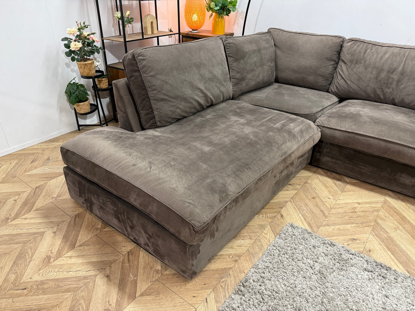 Bruine Velvet U Bank ~ Losse Kussens Met Afneembare hoezen