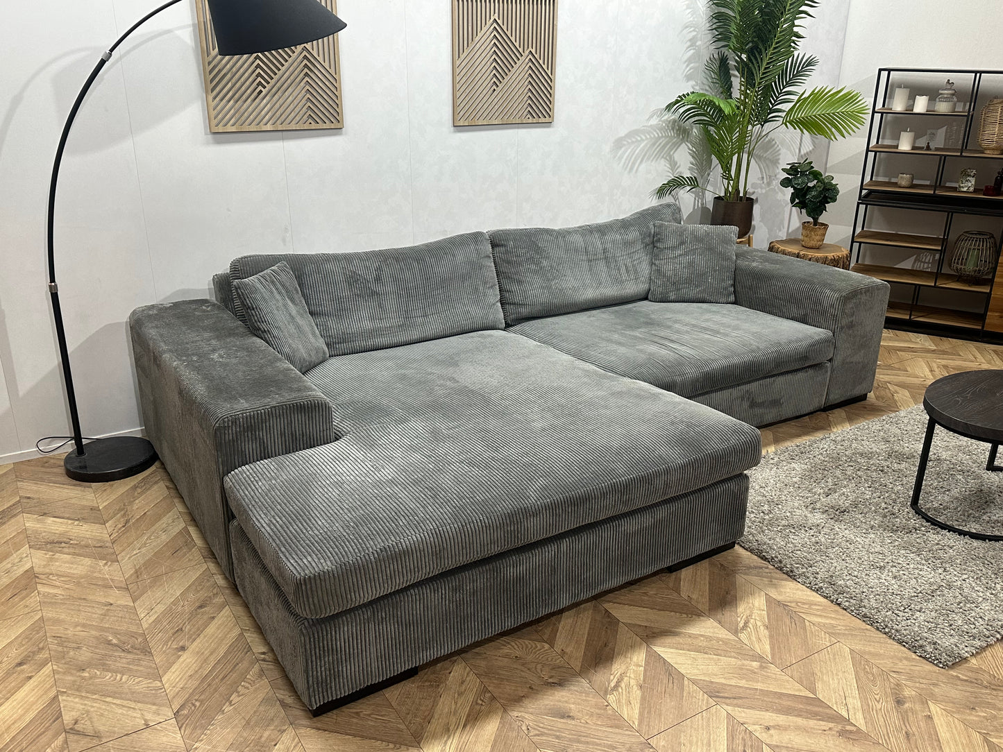 Grijze Ribstof Hoekbank ~ Meerdere Opstellingen