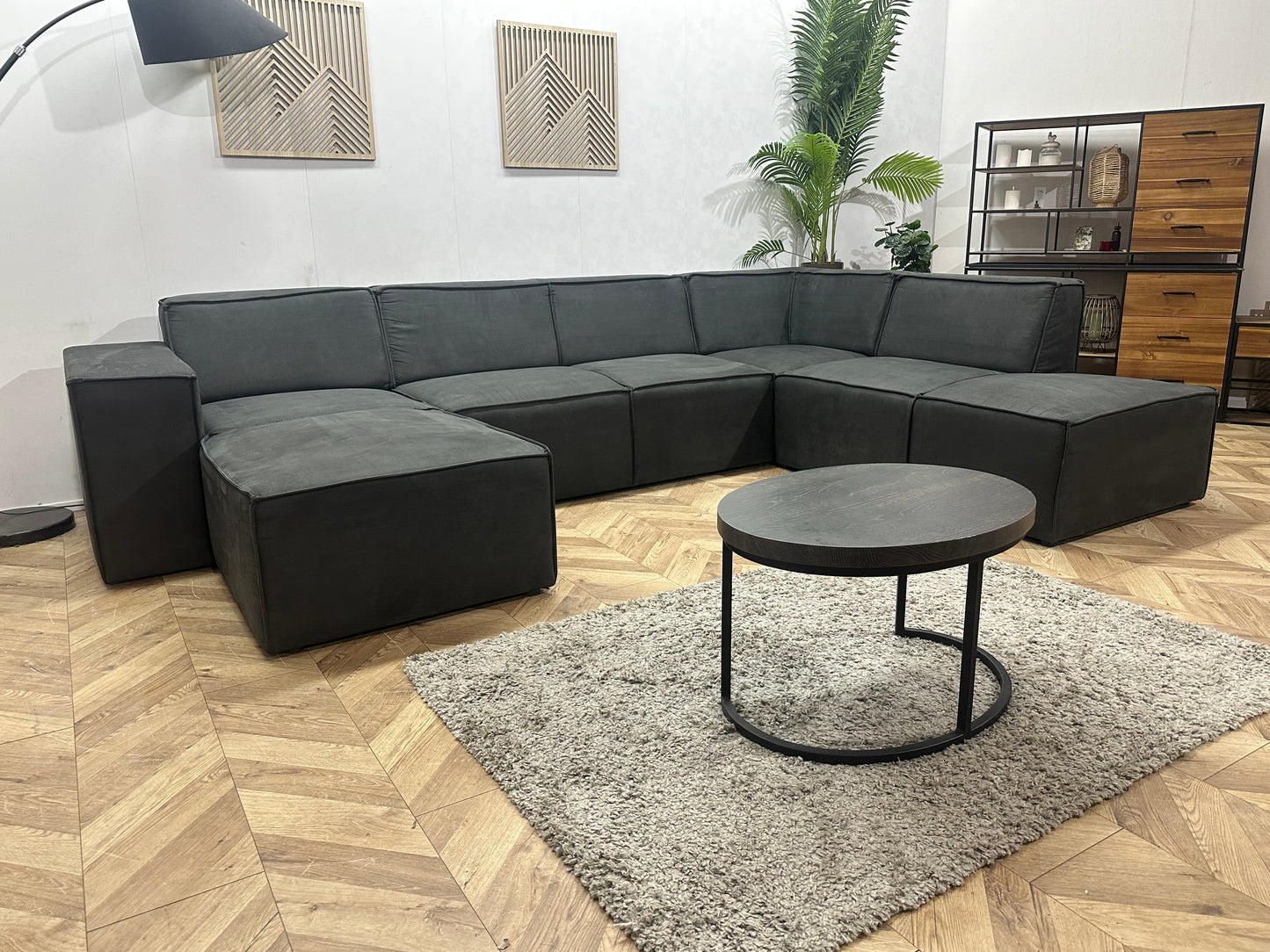 !Showroommodel! Antraciet Suède Stoffen U Bank