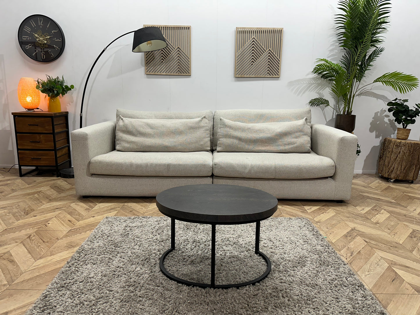 Witte Stoffen 3 Zits Bank ~ Losse Kussens Met Afneembare Hoezen