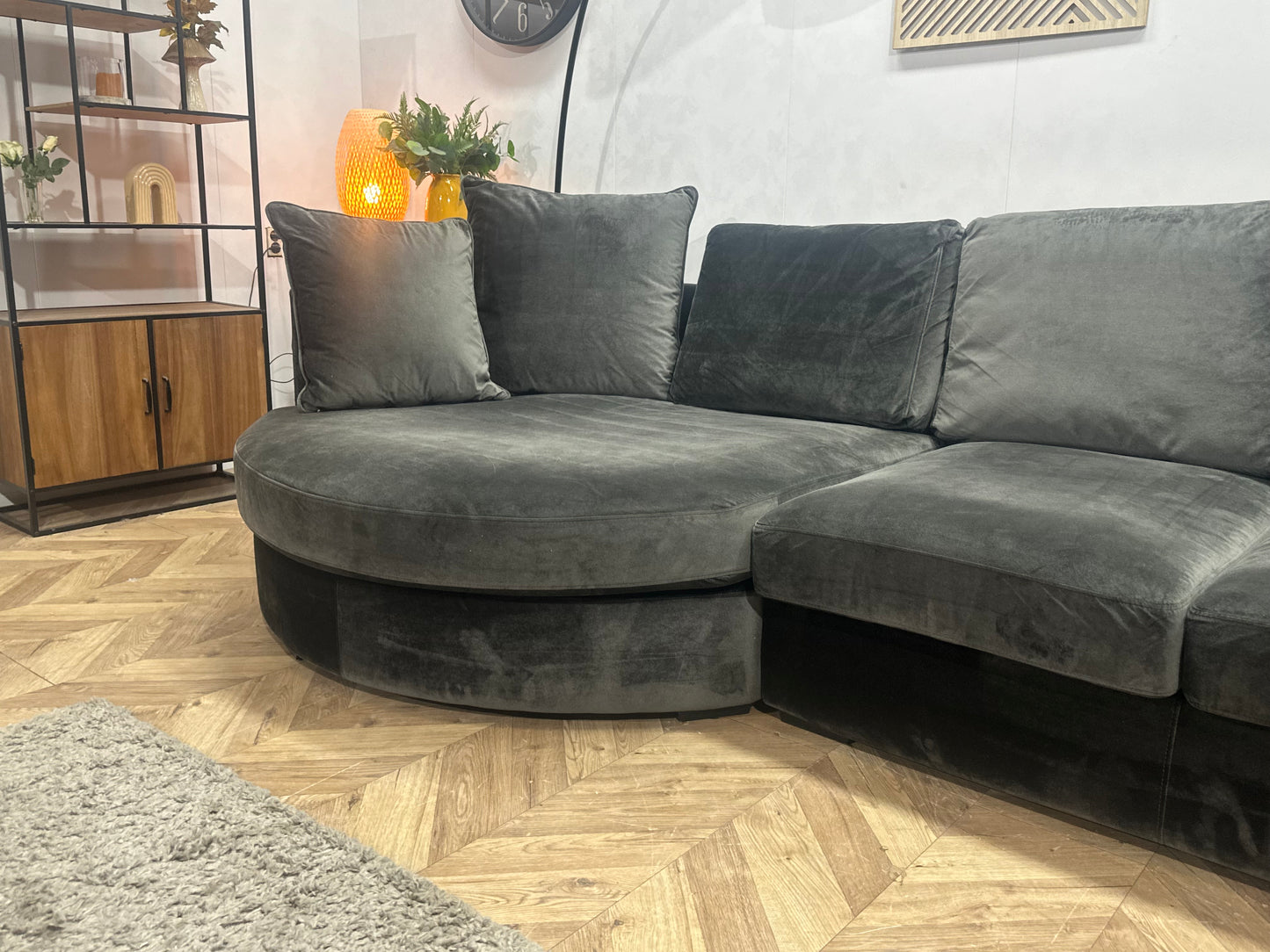 Urban Sofa Antraciet Design Velvet U Bank ~ Losse Kussens Met Afneembare Hoezen