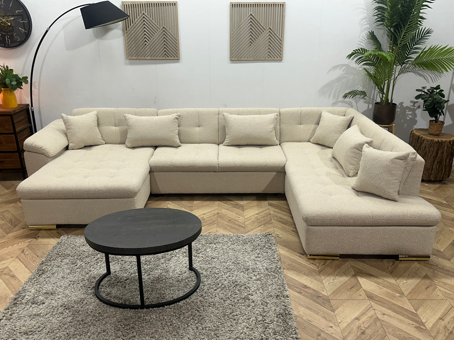 !Showroommodel! Witte/Crème Bouclé U Bank