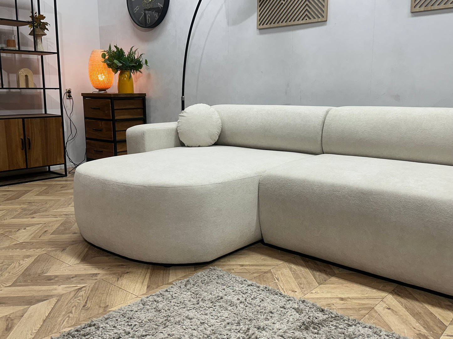 !Showroommodel! Witte Velvet Hoekbank ~ Slaapfunctie