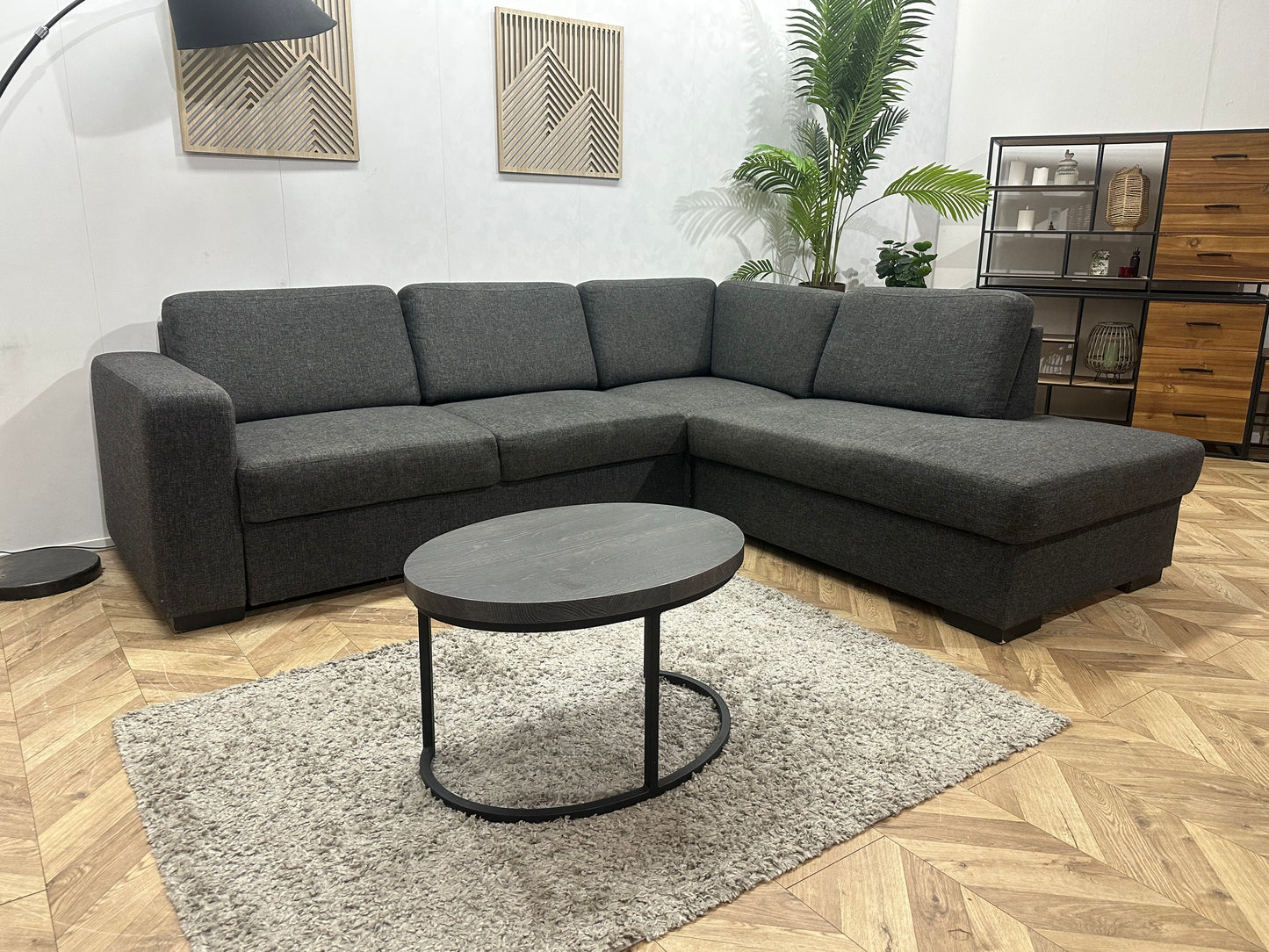 Antraciet Hoekbank ~ Losse Rugkussens met Afneembare Hoezen