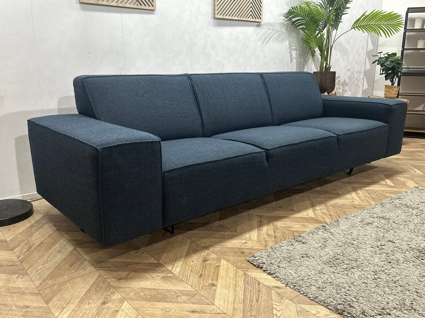 Montèl Blauwe 3-Zits Bank Inc Hocker ~ Vaste Kussens