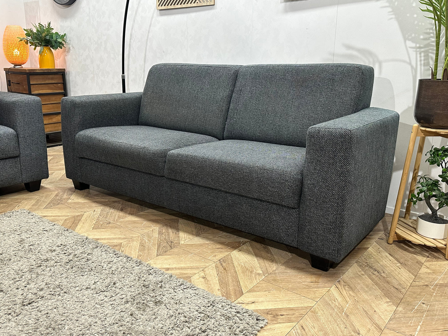 Antraciet/Grijze Banken Set Inc Hocker ~ Vaste Kussens