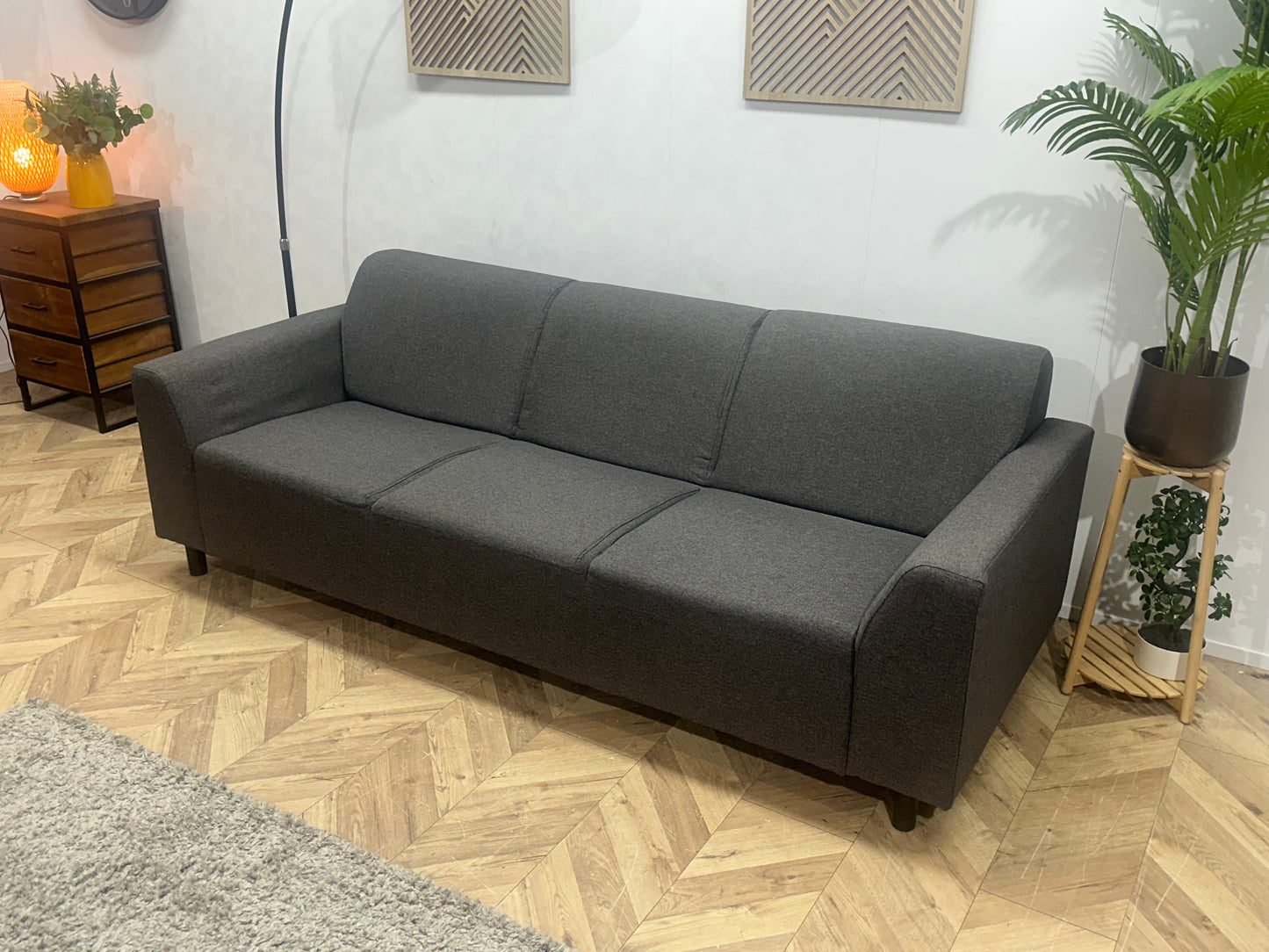 Antraciet 3-Zits Bank Inc Hocker ~ Vaste Kussens