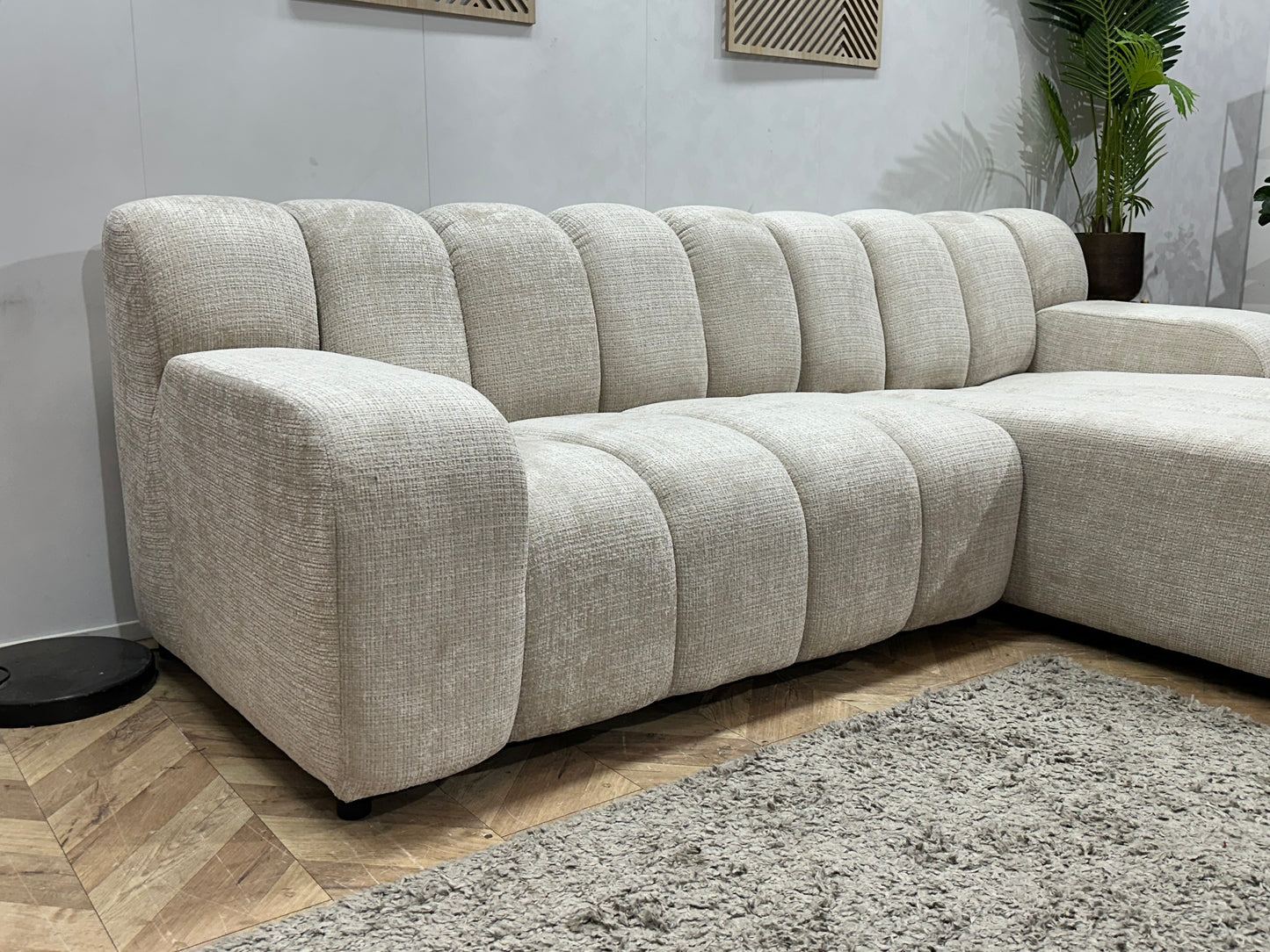 !Showroommodel! Witte/Crème Cremona Stoffen Hoekbank