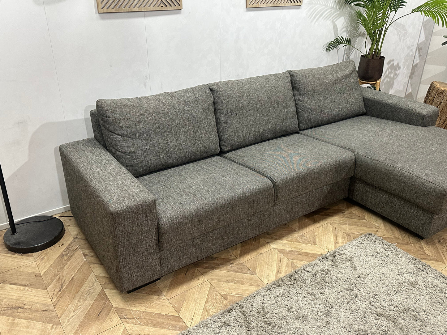 Antraciet Hoekbank ~ Vaste Kussens