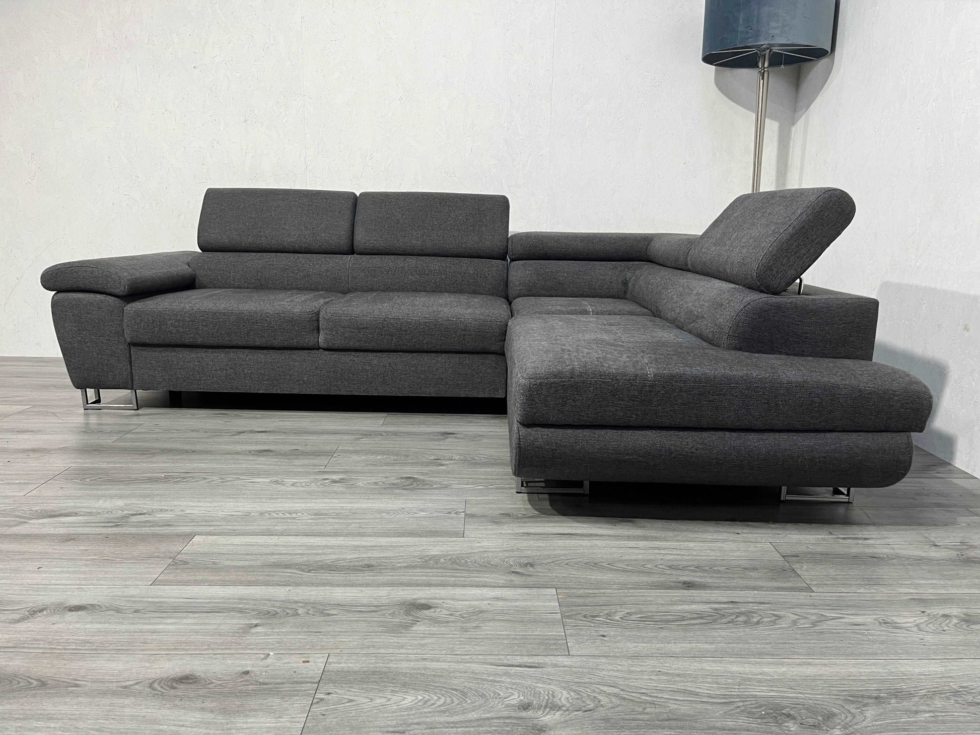Antraciet Design Hoekbank ~ Verstelbare Hoofdsteunen